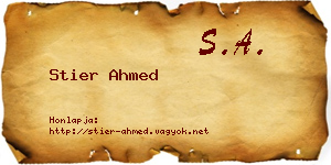 Stier Ahmed névjegykártya
